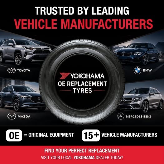 Yokohama replacement tyres trusted by leading vehicle manufacturers